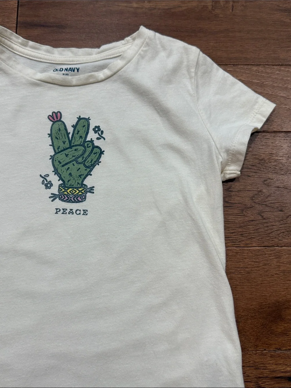 Old Navy Girls Short-Sleeve Graphic T-Shirt - Size M (8) - Cactus Peace